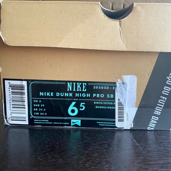 Nike Dunk High Pro SB Birch Hyper Red Mens - Picture 5 of 8